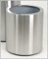 Tall round brushed stainless steel planters