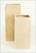 Tall square stone plant container
