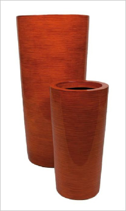 Tall tapered round synthetic plant container