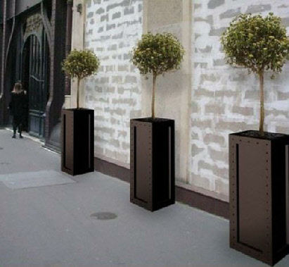 Tall square GRP planter with rivetts