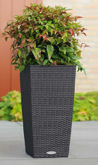 Tall tapered curved square synthetic planter Tall tapered curved square synthetic planter